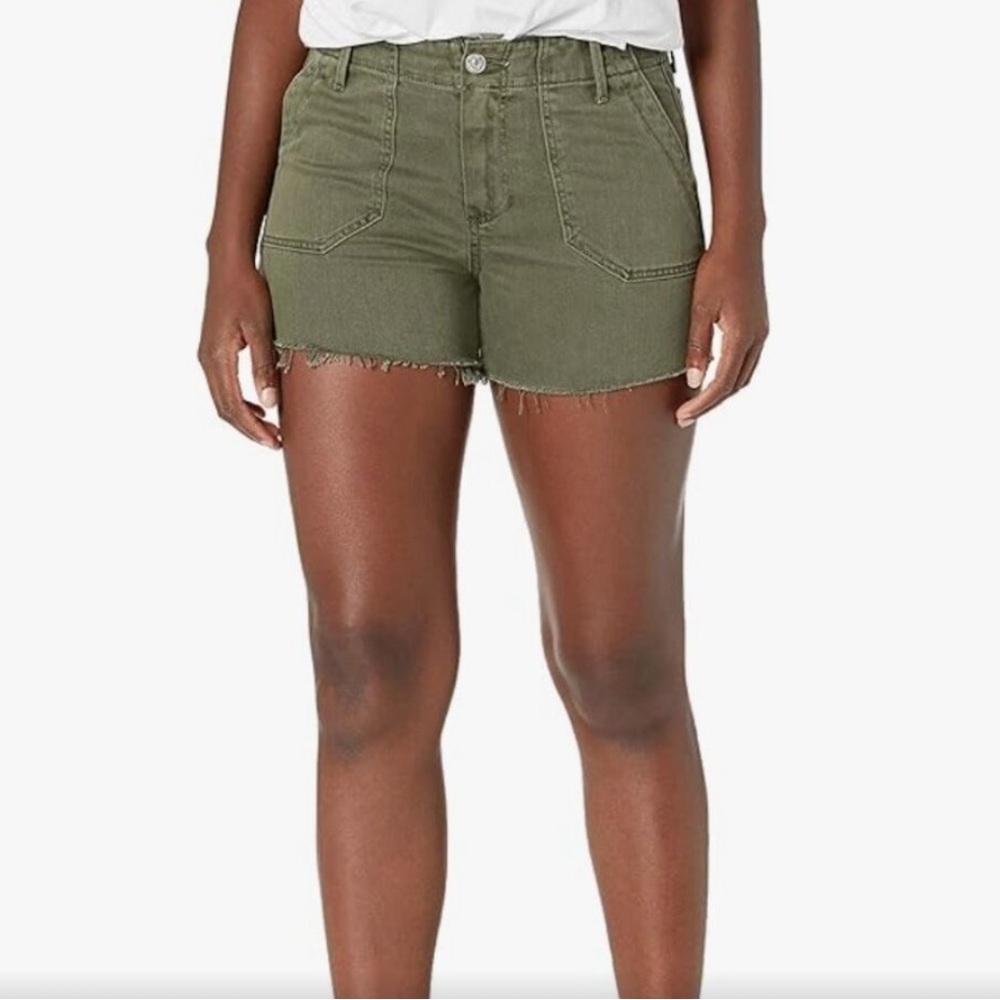 PAIGE Olive Green Jean Shorts
